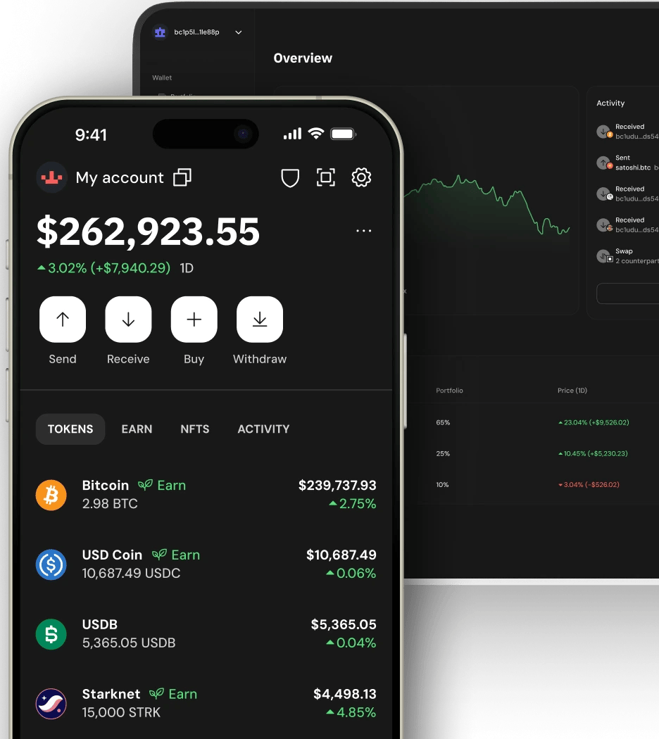 Xverse wallet running on desktop and mobile